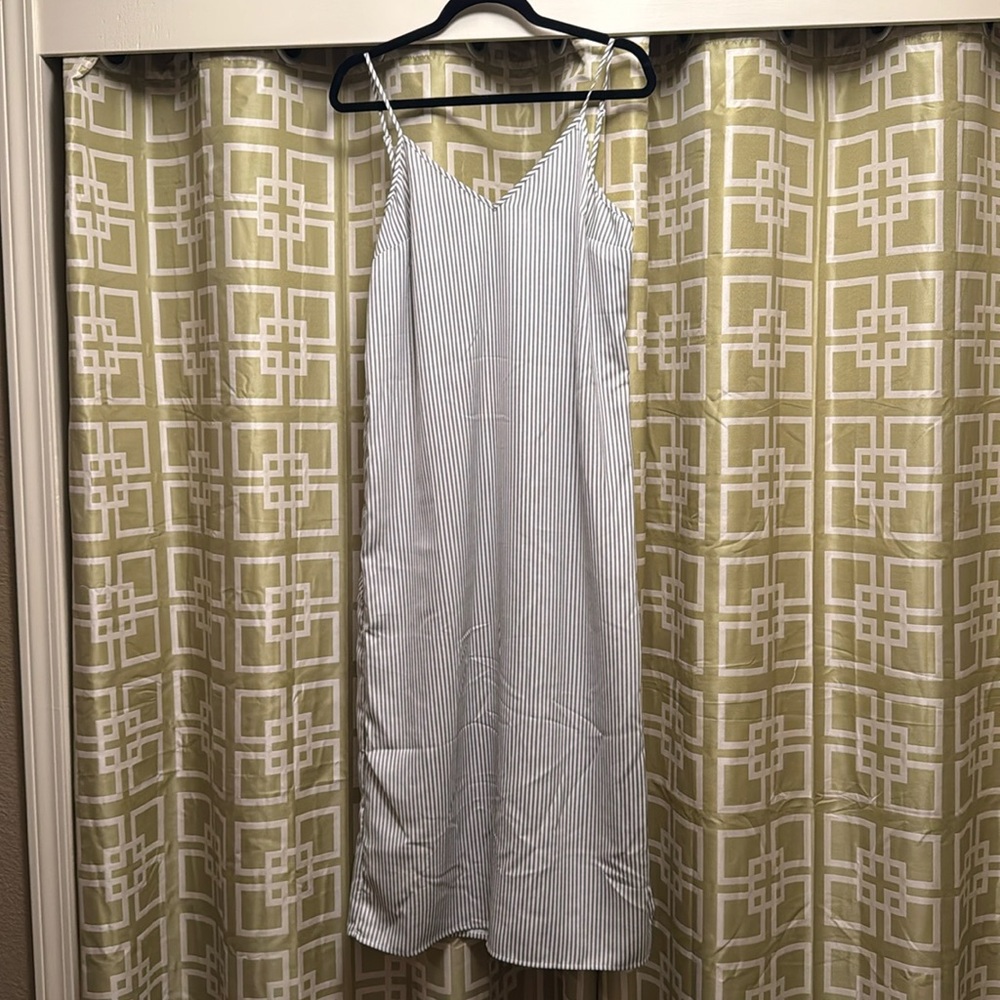 A new day slip dress, cream and gray stripe, size medium, NWT
